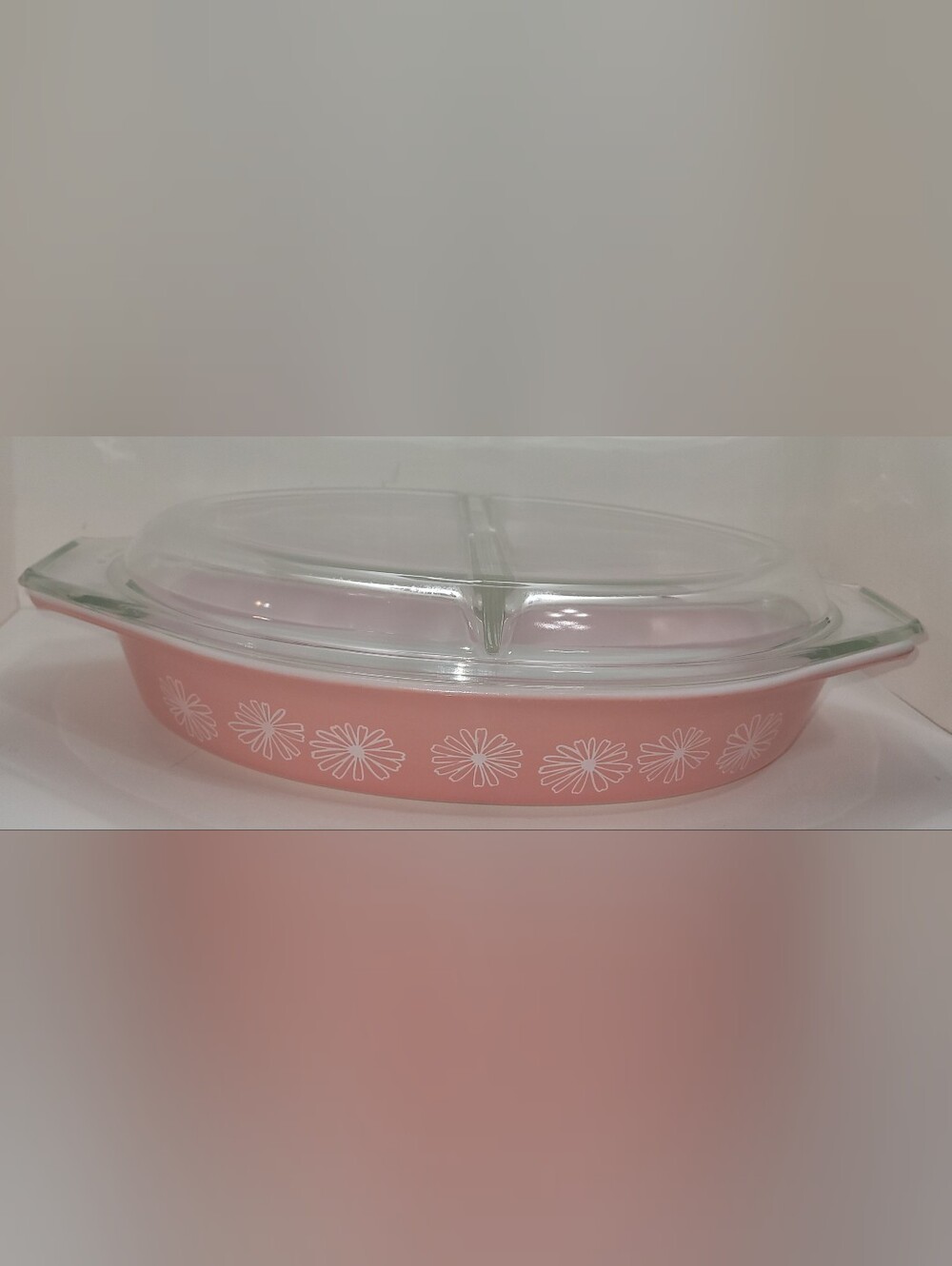 Pyrex Pink Daisy Divided 1.5Qt Casserole Dish
